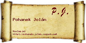 Pohanek Jolán névjegykártya