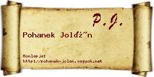 Pohanek Jolán névjegykártya