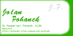 jolan pohanek business card